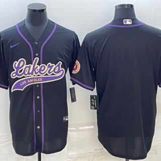 Men's Los Angeles Lakers Blank Black Cool Base Stitched Baseball Jersey