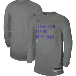 Men's Los Angeles Lakers Heather Gray 2023 24 Legend On-Court Practice Long Sleeve T-Shirt