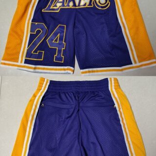 Men's Los Angeles Lakers Purple Gold Shorts (Run Small)