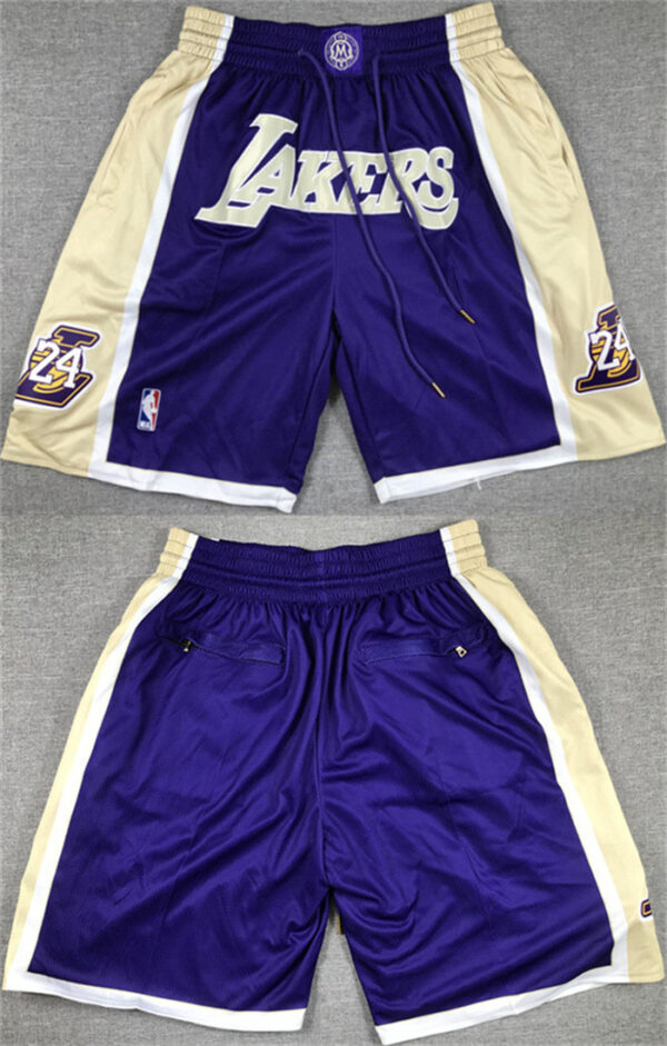 Men's Los Angeles Lakers Purple Gold Shorts (Run Small)