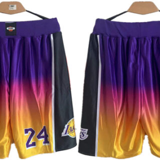 Men's Los Angeles Lakers Purple Yellow Shorts (Run Small)