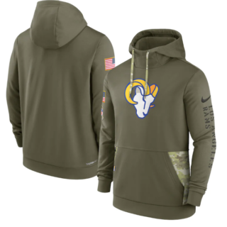Men's Los Angeles Rams 2022 Olive Salute To Service Therma Performance Pullover Hoodie