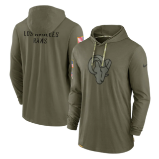 Men's Los Angeles Rams 2022 Olive Salute To Service Tonal Pullover Hoodie