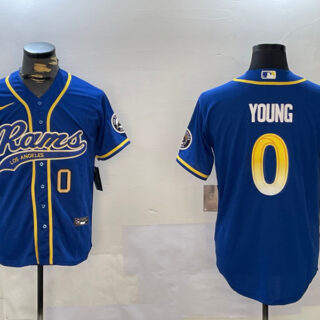 Men's Los Angeles Rams #0 Byron Young Royal Cool Base Stitched Baseball Jerseys