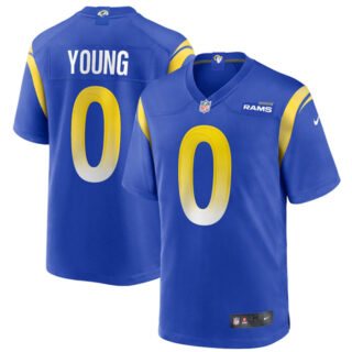 Men's Los Angeles Rams #0 PByron Young Blue Stitched Game Jersey