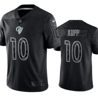 Men's Los Angeles Rams #10 Cooper Kupp Black Reflective Limited Stitched Football Jersey