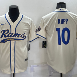 Men's Los Angeles Rams #10 Cooper Kupp Bone Cool Base Stitched Baseball Jersey