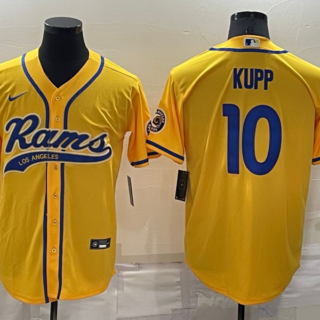 Men's Los Angeles Rams #10 Cooper Kupp Yellow Cool Base Stitched Baseball Jersey