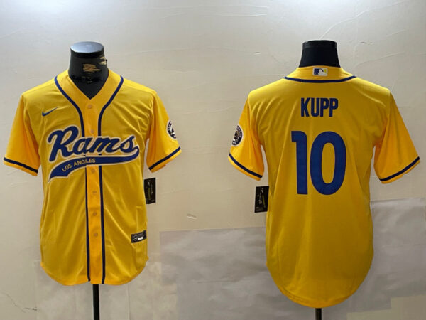 Men's Los Angeles Rams #10 Cooper Kupp yellow Cool Base Stitched Baseball Jerseys