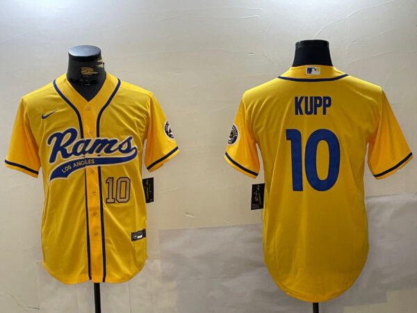 Men's Los Angeles Rams #10 Cooper Kupp yellow Cool Base Stitched Baseball Jerseys