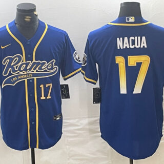 Men's Los Angeles Rams #17 Puka Nacua Royal Cool Base Stitched Baseball Jerseys