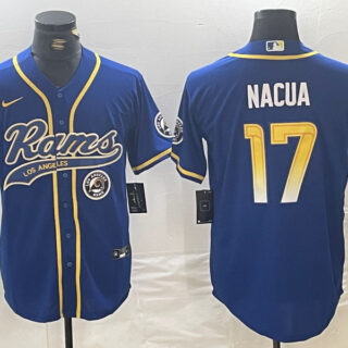 Men's Los Angeles Rams #17 Puka Nacua Royal Cool Base Stitched Baseball Jerseys