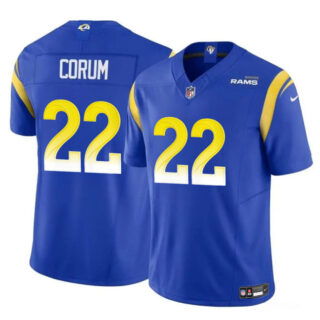 Men's Los Angeles Rams #22 Blake Corum Blue 2024 Draft F.U.S.E Vapor Untouchable Stitched Football Jersey