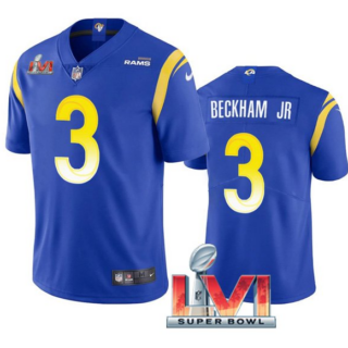 Men's Los Angeles Rams #3 Odell Beckham Jr. 2022 Royal Super Bowl LVI Vapor Limited Stitched Jersey
