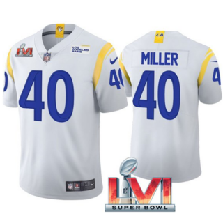 Men's Los Angeles Rams #40 Von Miller 2022 White Super Bowl LVI Vapor Limited Stitched Jersey