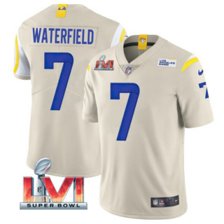 Men's Los Angeles Rams #7 Bob Waterfield 2022 Bone Super Bowl LVI Vapor Limited Stitched Jersey