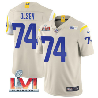 Men's Los Angeles Rams #74 Merlin Olsen 2022 Bone Super Bowl LVI Vapor Limited Stitched Jersey