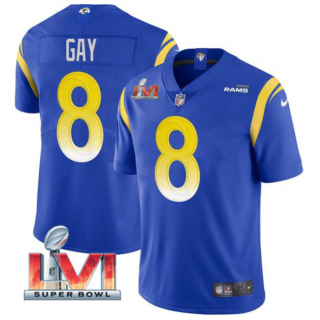 Men's Los Angeles Rams #8 Matt Gay 2022 Royal Super Bowl LVI Vapor Limited Stitched Jersey