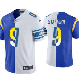 Men's Los Angeles Rams #9 Matthew Stafford Royal White Split Stitched Football Jersey