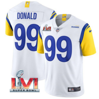 Men's Los Angeles Rams #99 Aaron Donald 2022 White Super Bowl LVI Vapor Limited Stitched Jersey