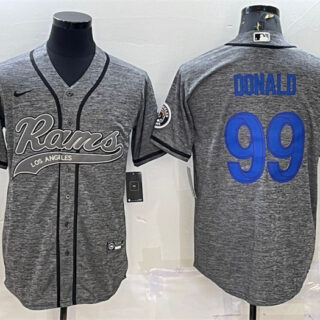 Men's Los Angeles Rams #99 Aaron Donald Grey With Patch Cool Base Stitched Baseball Jersey