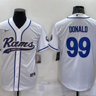 Men's Los Angeles Rams #99 Aaron Donald White With Patch Cool Base Stitched Baseball Jersey