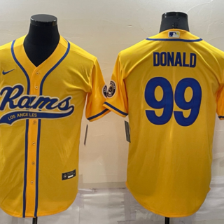 Men's Los Angeles Rams #99 Aaron Donald Yellow Cool Base Stitched Baseball Jersey