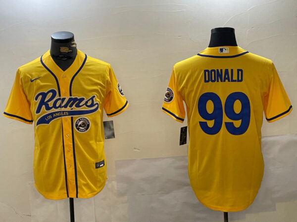 Men's Los Angeles Rams #99 Aaron Donald yellow Cool Base Stitched Baseball Jerseys