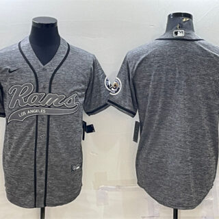 Men's Los Angeles Rams Blank Grey With Patch Cool Base Stitched Baseball Jersey