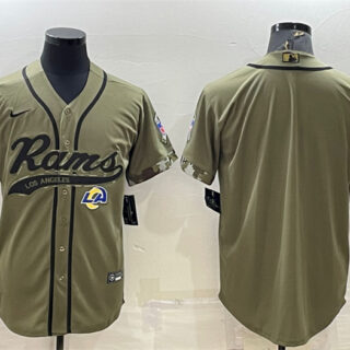 Men's Los Angeles Rams Blank Olive Salute To Service Cool Base Stitched Baseball Jersey