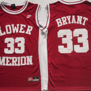 Men's Lower Merion #33 Kobe Bryant Red Stitched Jersey