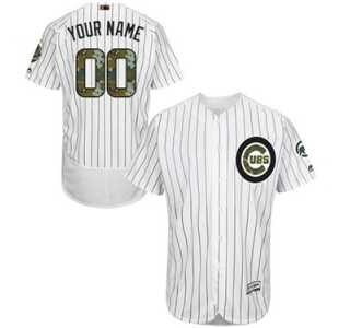 Men's Majestic Chicago Cubs Customized Authentic White 2016 Memorial Day Fashion Flex Base MLB Jersey