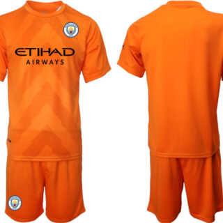 Men's Manchester City Orange Red goalkeeper Blank Jersey