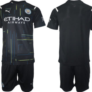 Men's Manchester City black goalkeeper Blank Jersey