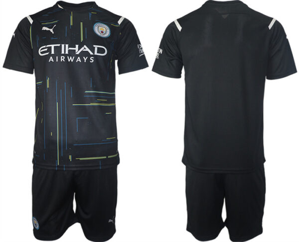 Men's Manchester City black goalkeeper Blank Jersey