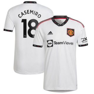 Men's Manchester United 2022 23 White With Casemiro 18 Away Soccer Jersey
