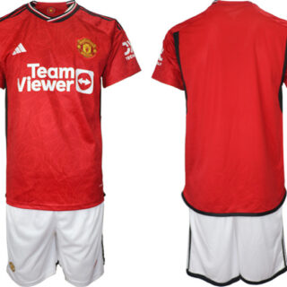 Men's Manchester United Custom 2023 24 Red Home Soccer Jersey Suit