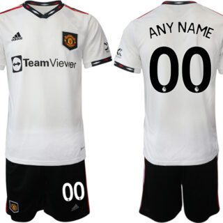 Men's Manchester United Custom White Away Soccer Jersey Suit