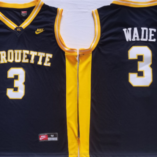 Men's Marquette Golden Eagles #3 Dwyane Wade Black Stitched Jersey