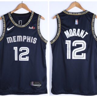 Men's Memphis Grizzlies #12 Ja Morant 75th Anniversary 2021 Navy Swingman Stitched Jersey