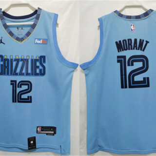 Men's Memphis Grizzlies #12 Ja Morant Blue Stitched Jersey