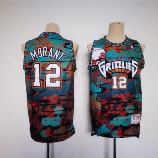 Men's Memphis Grizzlies #12 Ja Morant Green Black Red Stitched Jersey