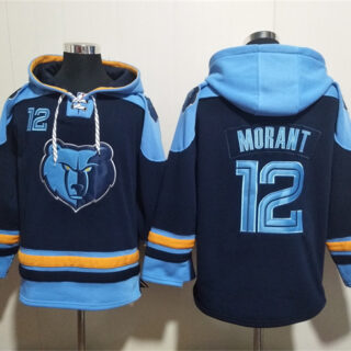 Men's Memphis Grizzlies #12 Ja Morant Navy Ageless Must-Have Lace-Up Pullover Hoodie