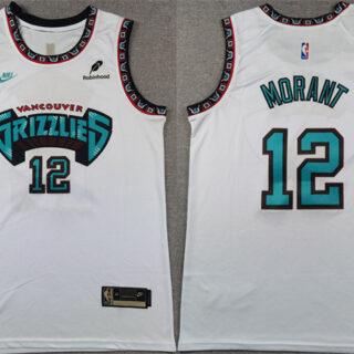 Men's Memphis Grizzlies #12 Ja Morant White Stitched Basketball Jersey