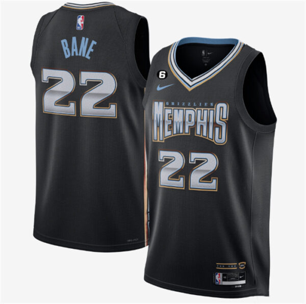 Men's Memphis Grizzlies #22 Desmond Bane Black 2022 23 City Edition With NO.6 Patch Stitched Basketball Jersey