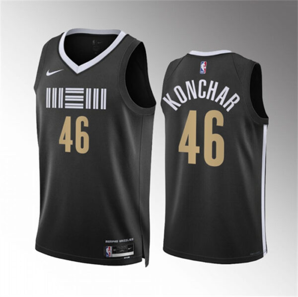 Men's Memphis Grizzlies #46 John Konchar Black 2023 24 City Edition Stitched Basketball Jersey