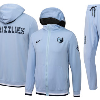 Men's Memphis Grizzlies 75th Anniversary Blue Performance Showtime Full-Zip Hoodie Jacket And Pants Suit
