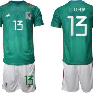 Men's Mexico #13 G.Ochoa Green Home Soccer Jersey Suit