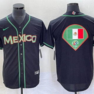 Men's Mexico Baseball 2023 Black World Baseball Classic Team Big Logo Stitched Jersey 5