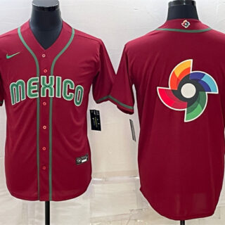 Men's Mexico Baseball 2023 Red World Baseball Big Logo Classic Replica Stitched JerseyS